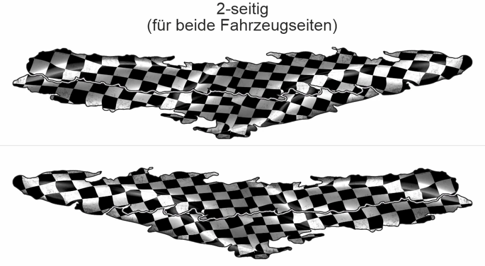 Aufkleber Zielflagge - Ansicht zweiseitig für beide Fahrzeugseiten