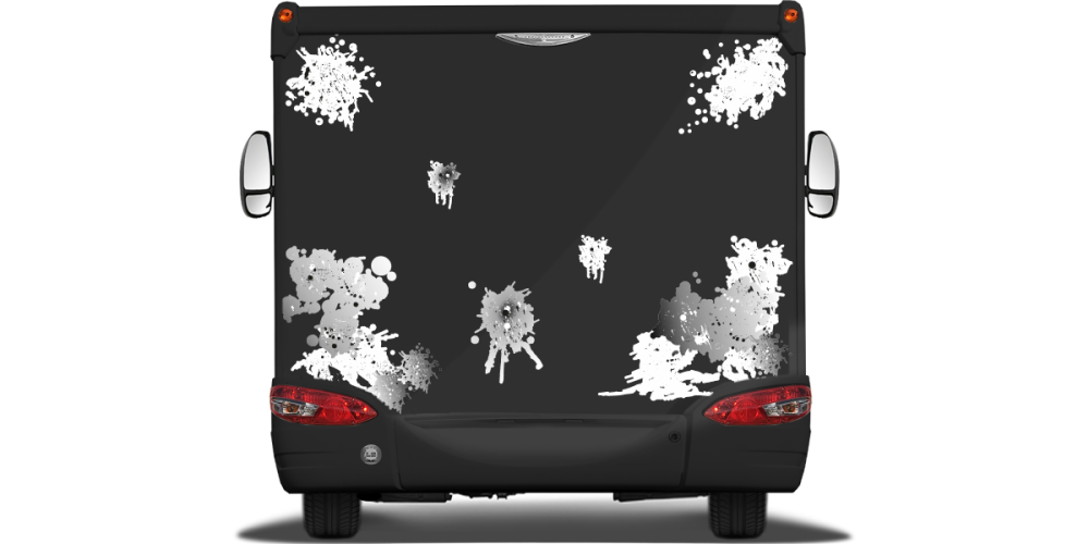 Camperaufkleber Farbkleckse |  Wohnmobil Heck
