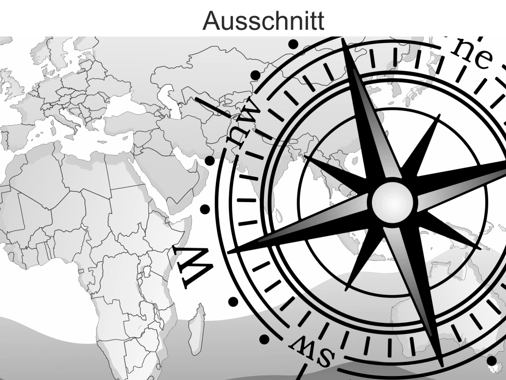 Aufkleberset Weltkarte mit Windrose - Ansicht Ausschnitt