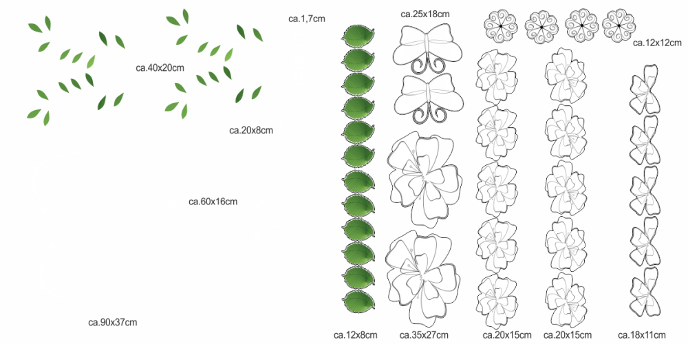 Auto Klebefolie Blumen Design | Frei platzierbares Set