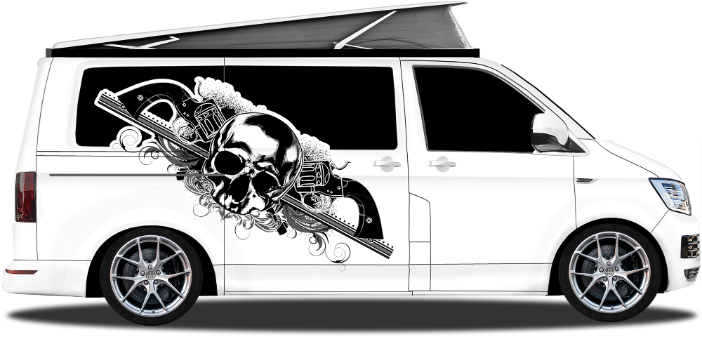 Auto Klebefolie Guns and Skull | Set für beide Fahrzeugseiten