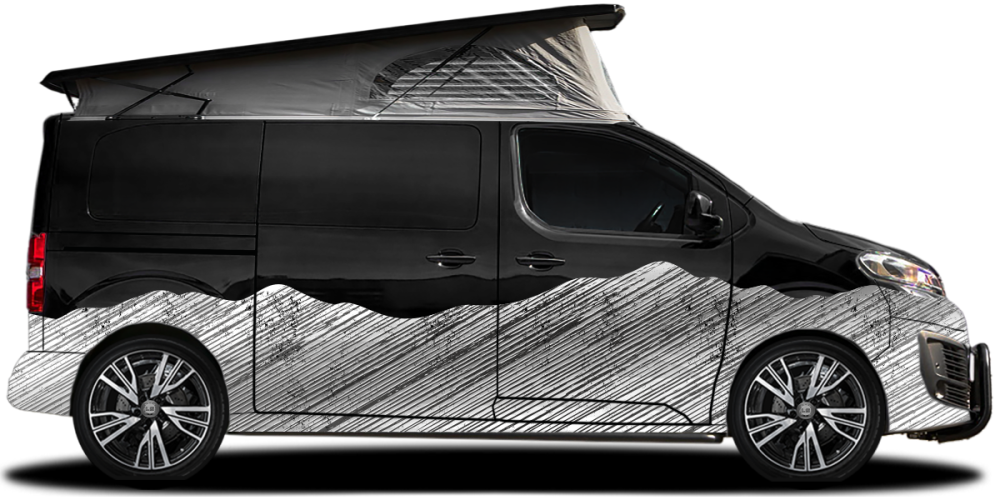 Autoaufkleber Bergwelt Schraffur | Set für beide Fahrzeugseiten