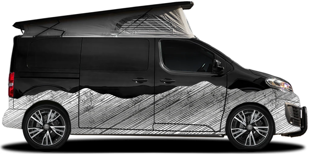 Autoaufkleber Bergwelt Schraffur | Set für beide Fahrzeugseiten