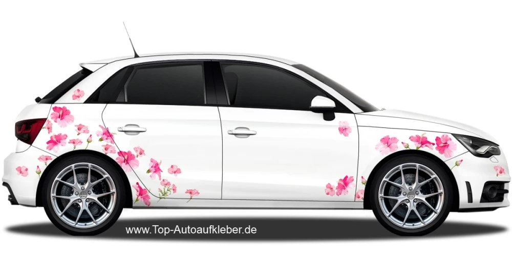 Satz mit Hibiskusblüten zum Verkleben auf dem Auto