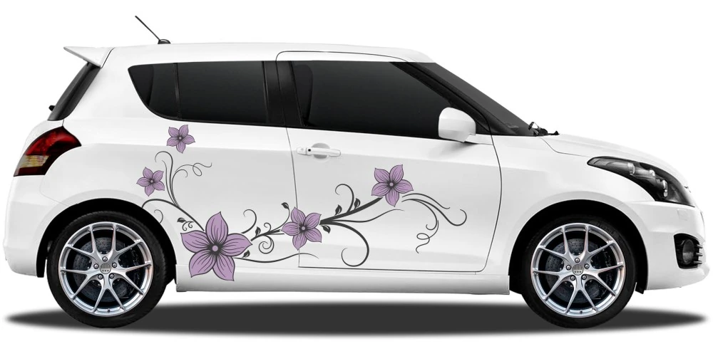 Autoaufkleber Blumenranke auf hellem PKW