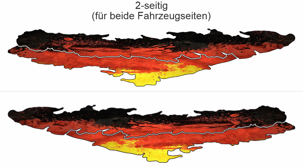 Autoaufkleber Deutschland - Ansicht zweiseitig für beide Fahrzeugseiten