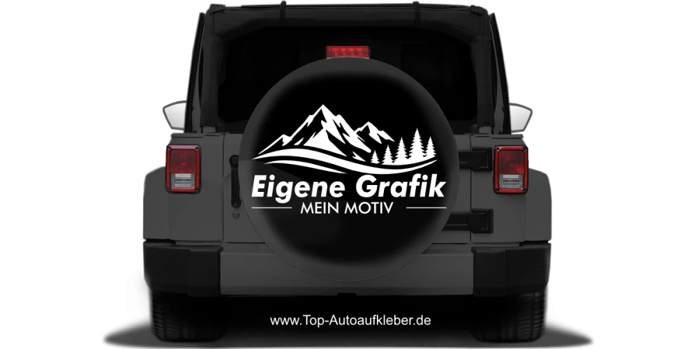 Autoaufkleber Eigenes Motiv einfarbig auf dunkler Ersatzradabdeckung - Ansicht Farbauswahl