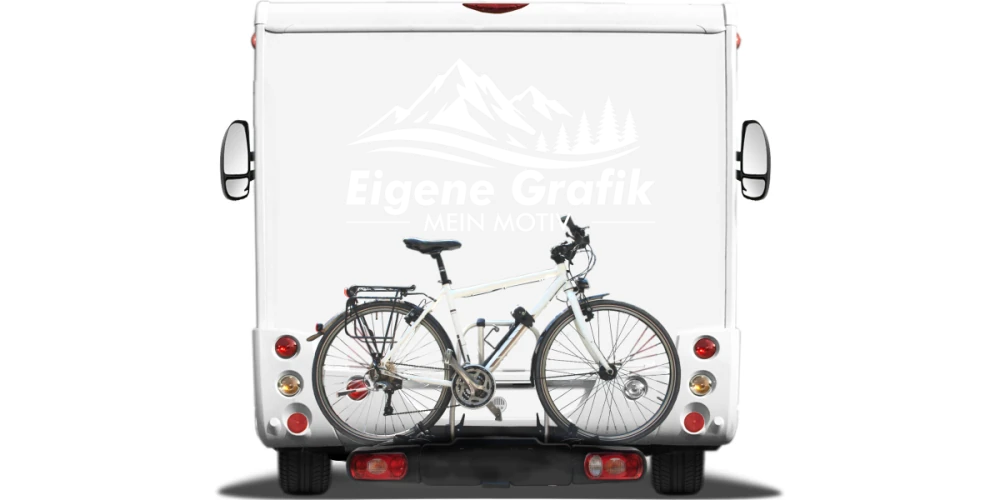 Autoaufkleber Eigenes Motiv einfarbig auf hellem Heck eines Kastenwagens - Ansicht Farbauswahl