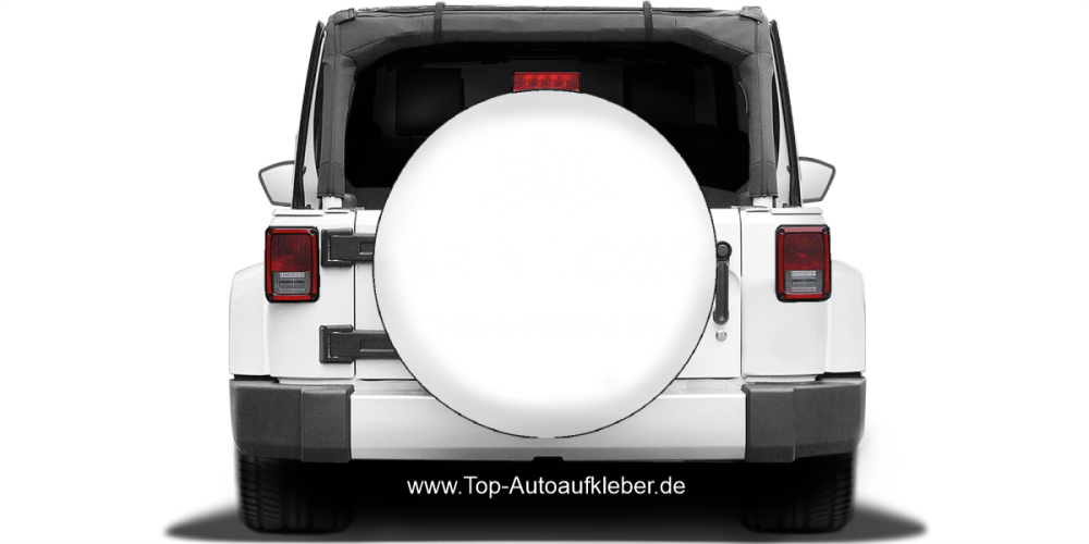 Autoaufkleber Einfarbiges Firmenlogo auf heller Ersatzradabdeckung