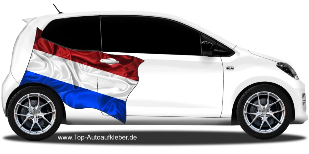 Autoaufkleber Fahne der Niederlande auf Fahrzeugseite von Kleinwagen