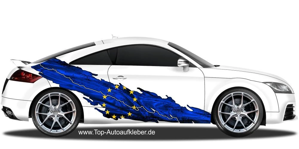 Autoaufkleber die europäische Flagge auf Fahrzeugseite von PKW