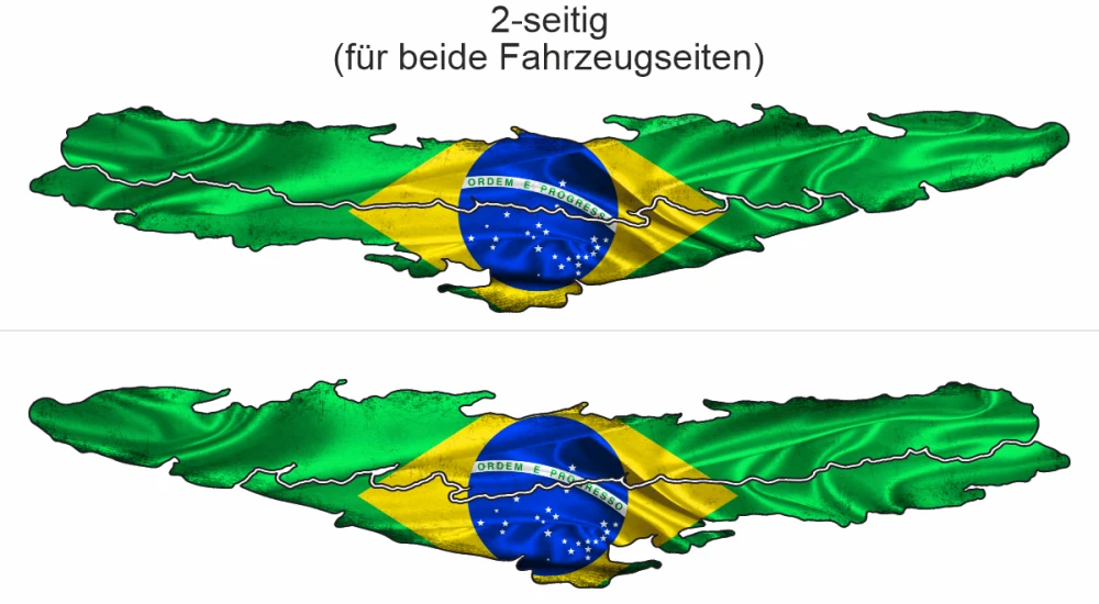 Autoaufkleber Flagge von Brasilien - Ansicht zweiseitig für beide Fahrzeugseiten