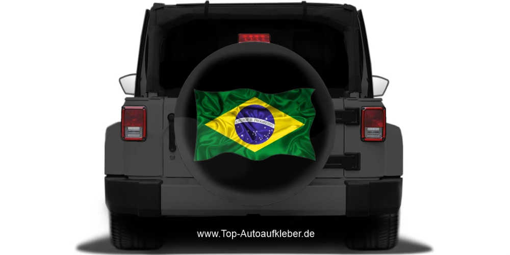Autoaufkleber Flagge von Brasilien auf Reserveradabdeckung Autoaufkleber Flagge von Brasilien auf Reserveradabdeckung