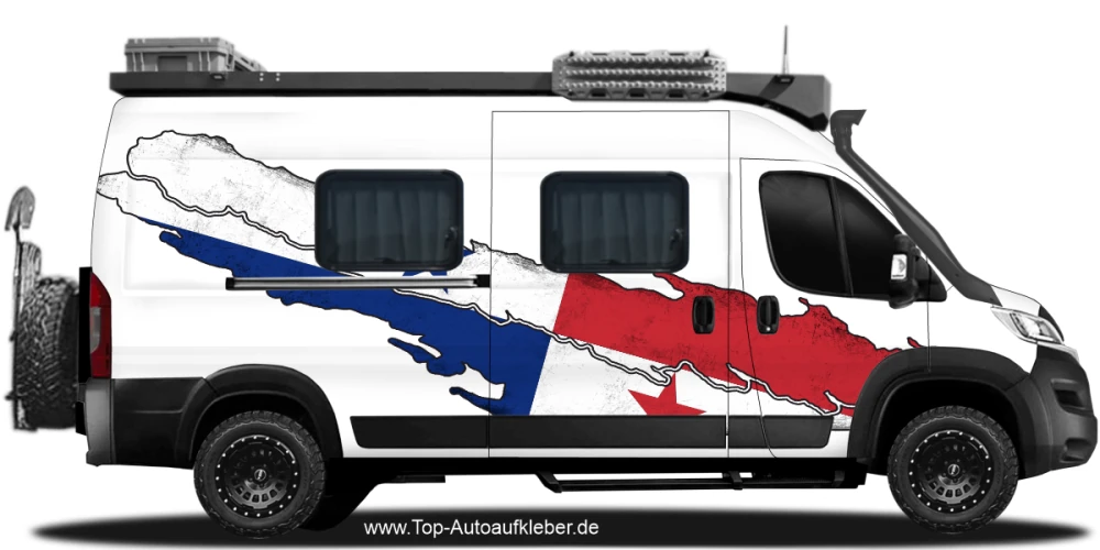 Autoaufkleber Flagge von Panama auf Fahrzeugseite von Camper