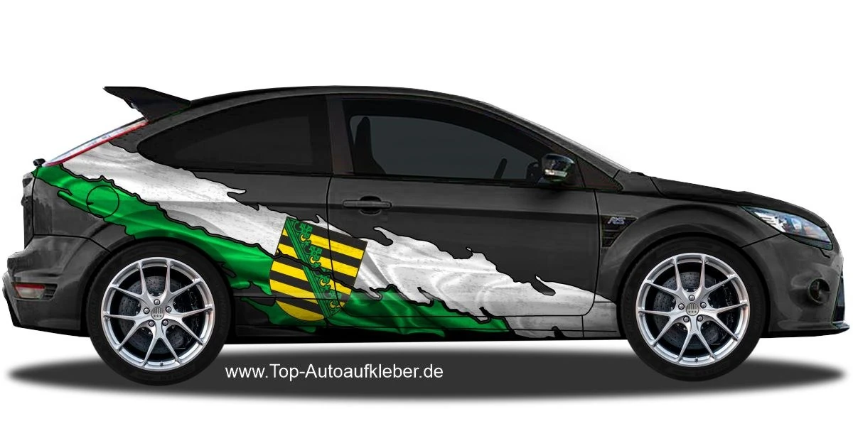 Autoaufkleber Flagge von Sachsen | Set für beide Fahrzeugseiten