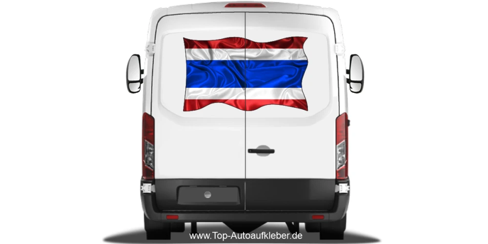 Autoaufkleber Flagge von Thailand auf Heck von Wohnmobil oder Caravan Autoaufkleber Flagge von Thailand auf Heck von Wohnmobil oder Caravan