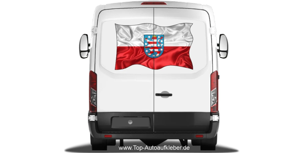 Autoaufkleber Flagge von Thüringen auf Heck von Wohnmobil oder Caravan