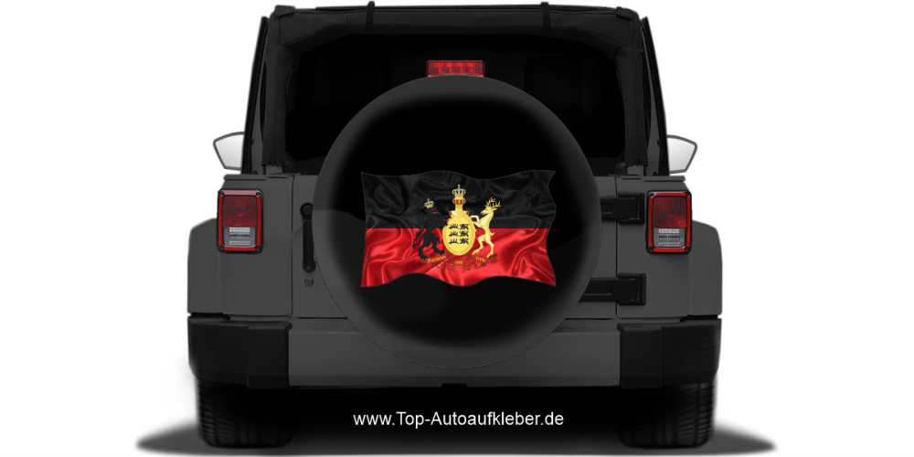 Die Flagge Württembergs auf Reserveradabdeckung
