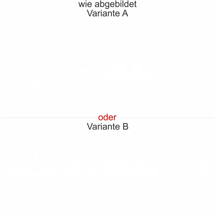 Berliner Sykline als Aufkleber für Ihre Heckscheibe - Ansicht Ausrichtung mit Farbauswahl und Variante Berliner Sykline als Aufkleber für Ihre Heckscheibe - Ansicht Ausrichtung mit Farbauswahl und Variante