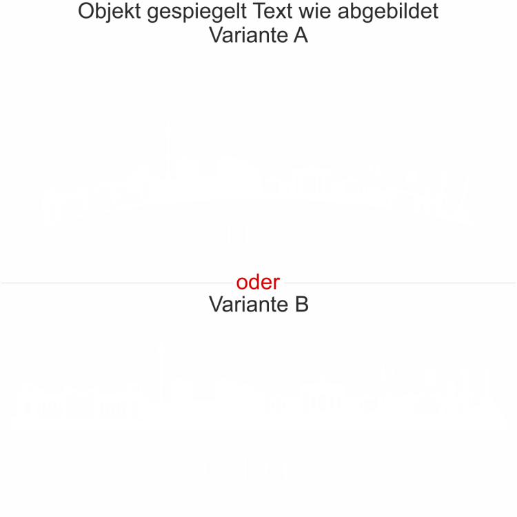 Berliner Sykline als Aufkleber für Ihre Heckscheibe - Ansicht Ausrichtung mit Farbauswahl und Variante
