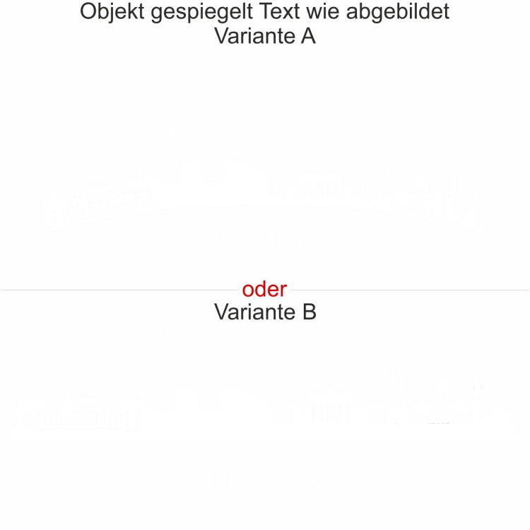 Berliner Sykline als Aufkleber für Ihre Heckscheibe - Ansicht Ausrichtung mit Farbauswahl und Variante Berliner Sykline als Aufkleber für Ihre Heckscheibe - Ansicht Ausrichtung mit Farbauswahl und Variante