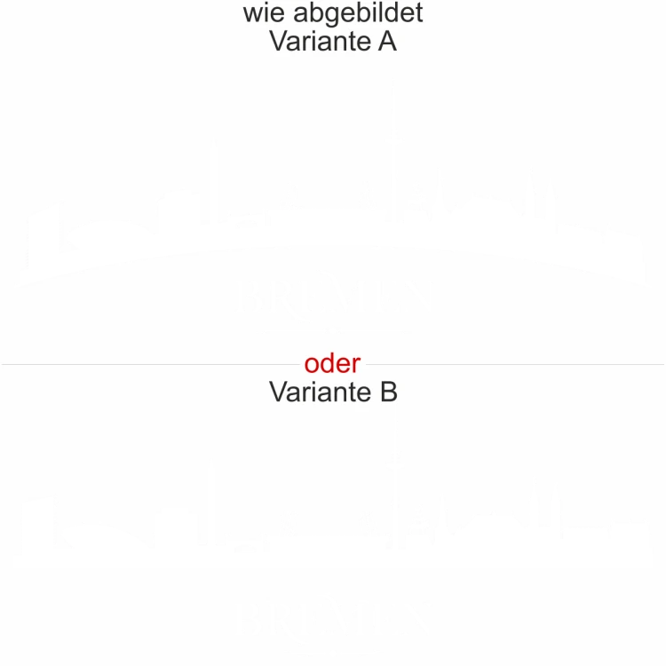 Silhouette von Bremen als Autosticker für die Heckscheibe - Ansicht Ausrichtung mit Farbauswahl und Variante Silhouette von Bremen als Autosticker für die Heckscheibe - Ansicht Ausrichtung mit Farbauswahl und Variante