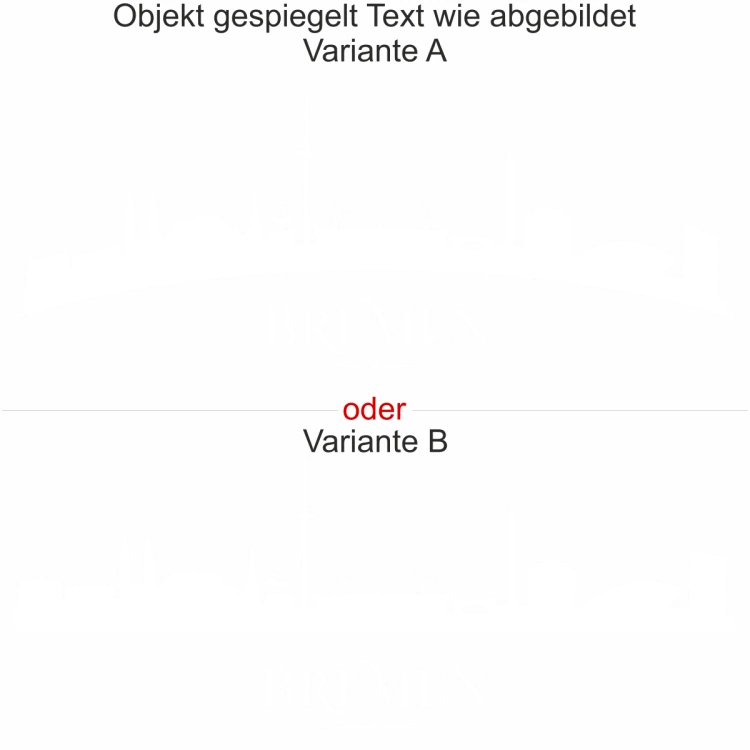 Silhouette von Bremen als Autosticker für die Heckscheibe - Ansicht Ausrichtung mit Farbauswahl und Variante Silhouette von Bremen als Autosticker für die Heckscheibe - Ansicht Ausrichtung mit Farbauswahl und Variante