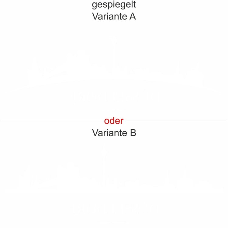 Düsseldorfer Skyline als Aufkleber für die Heckscheibe - Ansicht Ausrichtung mit Farbauswahl und Variante Düsseldorfer Skyline als Aufkleber für die Heckscheibe - Ansicht Ausrichtung mit Farbauswahl und Variante