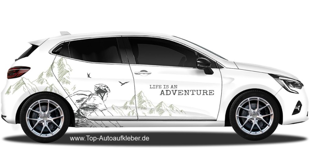 Autoaufkleber Life is an adventure Mountainbike | Set für beide Fahrzeugseiten