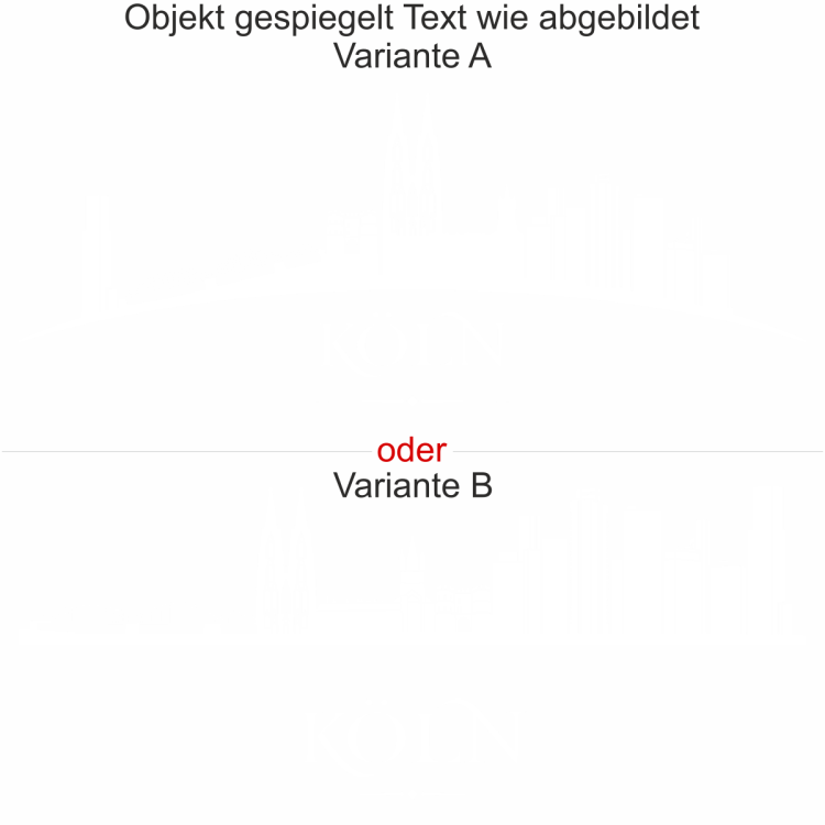 Skyline von Köln als Aufkleber für die Motorhaube - Ansicht Ausrichtung mit Farbauswahl und Variante Skyline von Köln als Aufkleber für die Motorhaube - Ansicht Ausrichtung mit Farbauswahl und Variante