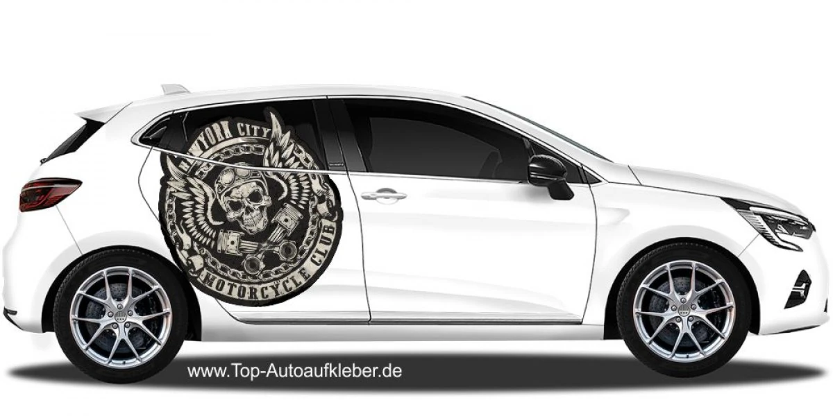 Autoaufkleber Logo Motorrad Club Logo mit Totenkopf