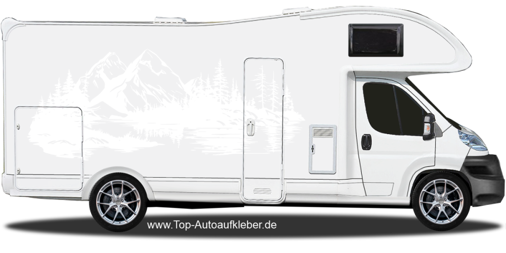 Autoaufkleber Natursee in der Wildnis auf hellem Wohnmobil - Ansicht Farbauswahl