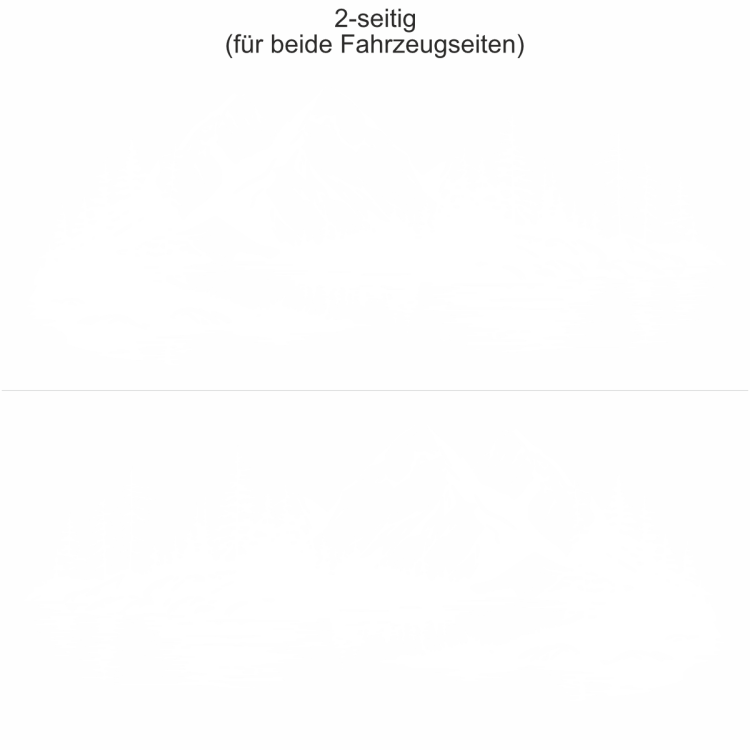 Autoaufkleber Natursee in der Wildnis - Ansicht zweiseitig für beide Fahrzeugseiten und Farbauswahl