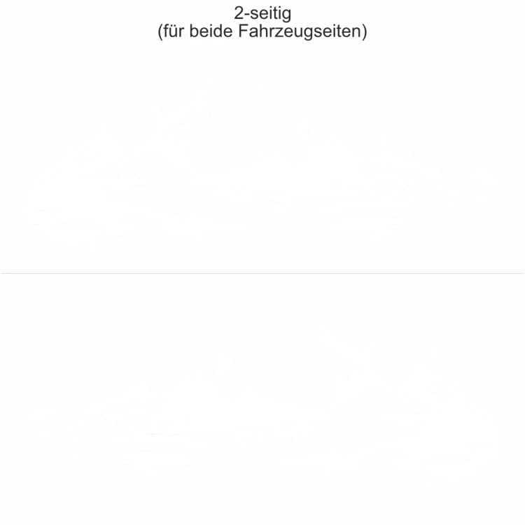 Autoaufkleber Natursee in der Wildnis - Ansicht zweiseitig für beide Fahrzeugseiten und Farbauswahl