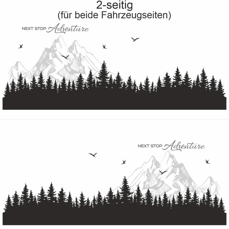 Autoaufkleber NEXT STOP Adventure | Set für beide Fahrzeugseiten