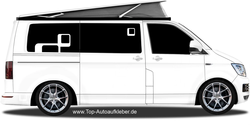 Tolle Retroelemente zum Bekleben von Autos auf hellem Camper - Ansicht Farbauswahl