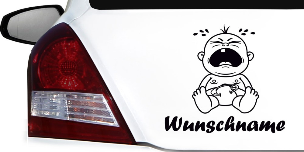 Schreiendes Baby als Namensaufkleber fürs Auto