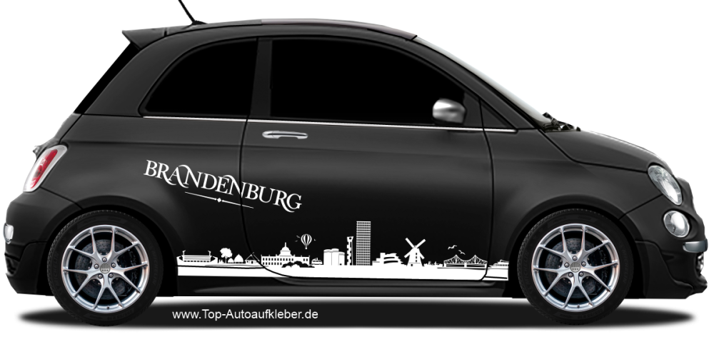 Autoaufkleber Skyline Brandenburg | Set für beide Fahrzeugseiten auf dunklem PKW - Ansicht Farbauswahl
