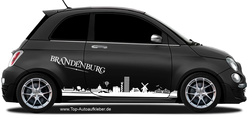 Autoaufkleber Skyline Brandenburg auf dunklem PKW - Ansicht Farbauswahl