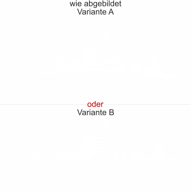 Leipziger Skyline als Aufkleber für die Heckscheibe - Ansicht Ausrichtung mit Farbauswahl und Variante Leipziger Skyline als Aufkleber für die Heckscheibe - Ansicht Ausrichtung mit Farbauswahl und Variante