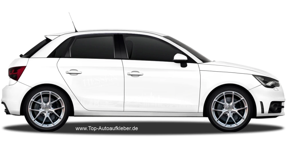 Autoaufkleber Skyline Hessen auf hellem PKW - Ansicht Farbauswahl