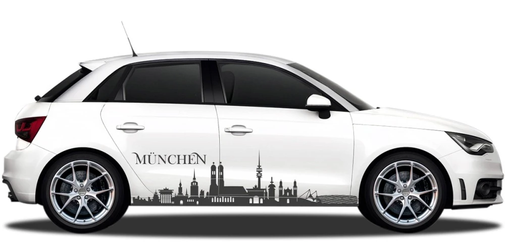 Autosticker mit Münchner Skyline