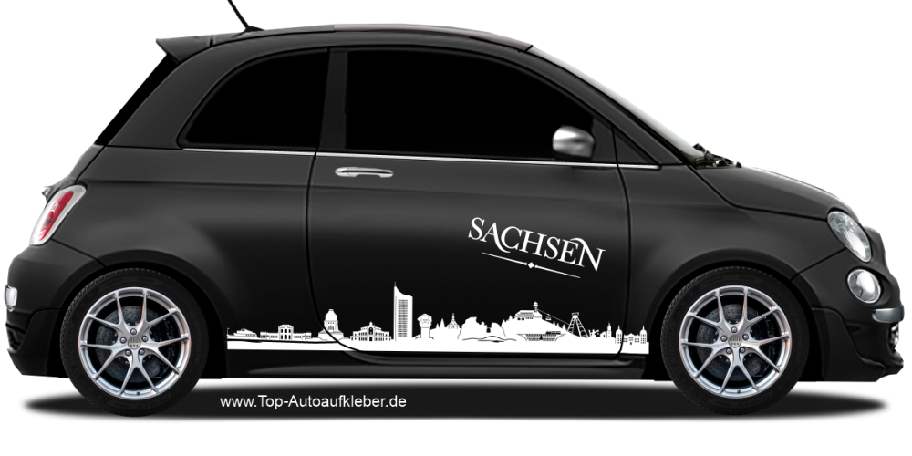Autoaufkleber Skyline Sachsen | Set für beide Fahrzeugseiten auf dunklem PKW - Ansicht Farbauswahl