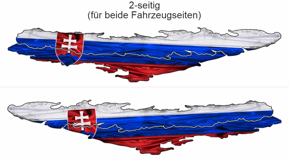 Autoaufkleber Slowakische Republik - Ansicht zweiseitig für beide Fahrzeugseiten