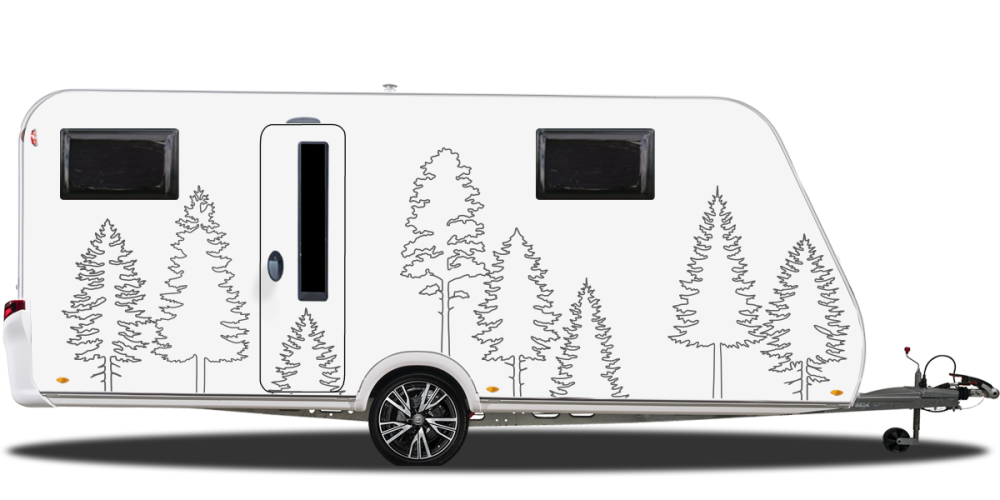 Autoaufkleber Strichzeichnung Bäume | Frei platzierbares Set