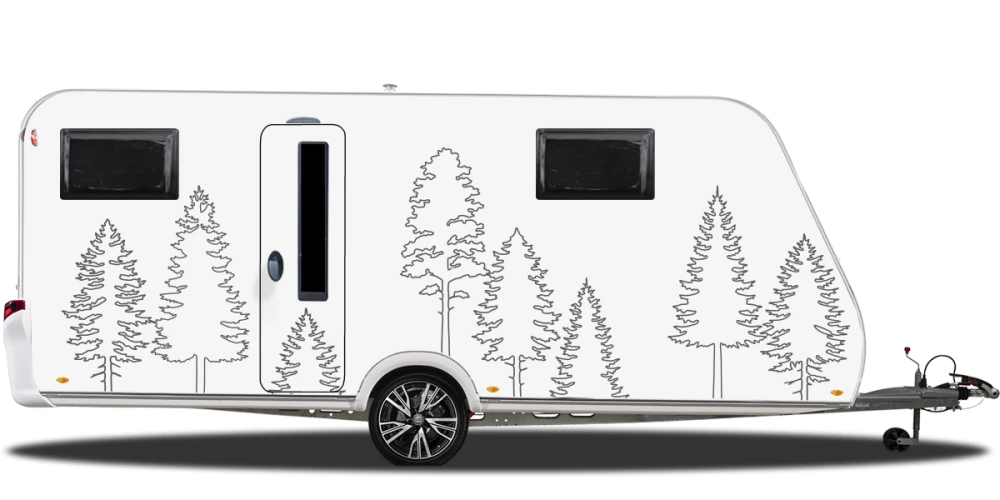 Autoaufkleber Strichzeichnung Bäume | Frei platzierbares Set