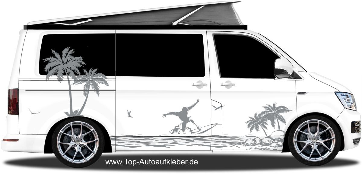 Aufkleber für Bulli, Bus, Transporter mit Surfer