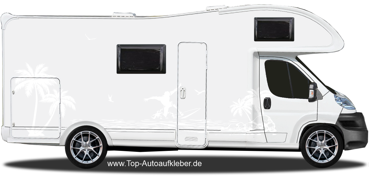 Autoaufkleber Surfer am Meer | Set für beide Fahrzeugseiten