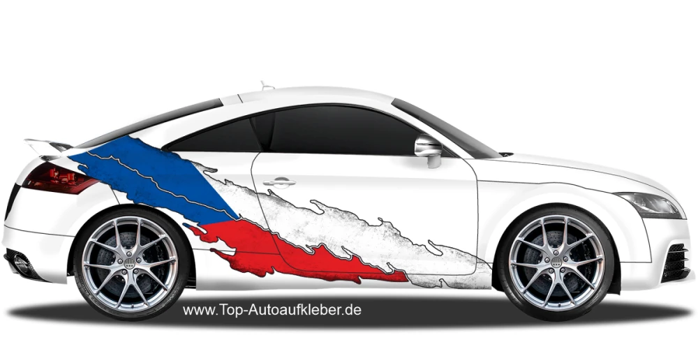 Autoaufkleber Tschechische Flagge auf Fahrzeugseite von PKW