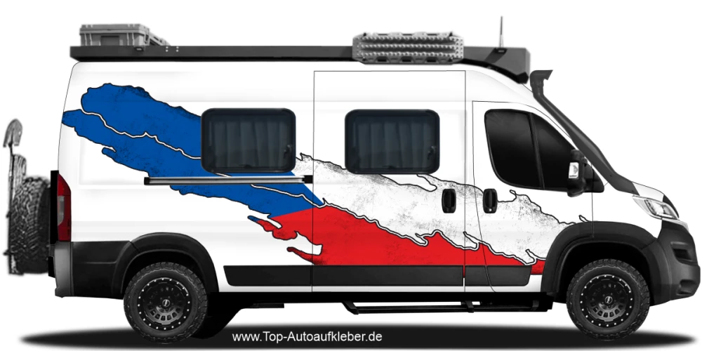 Autoaufkleber Tschechische Flagge auf Fahrzeugseite von Camper